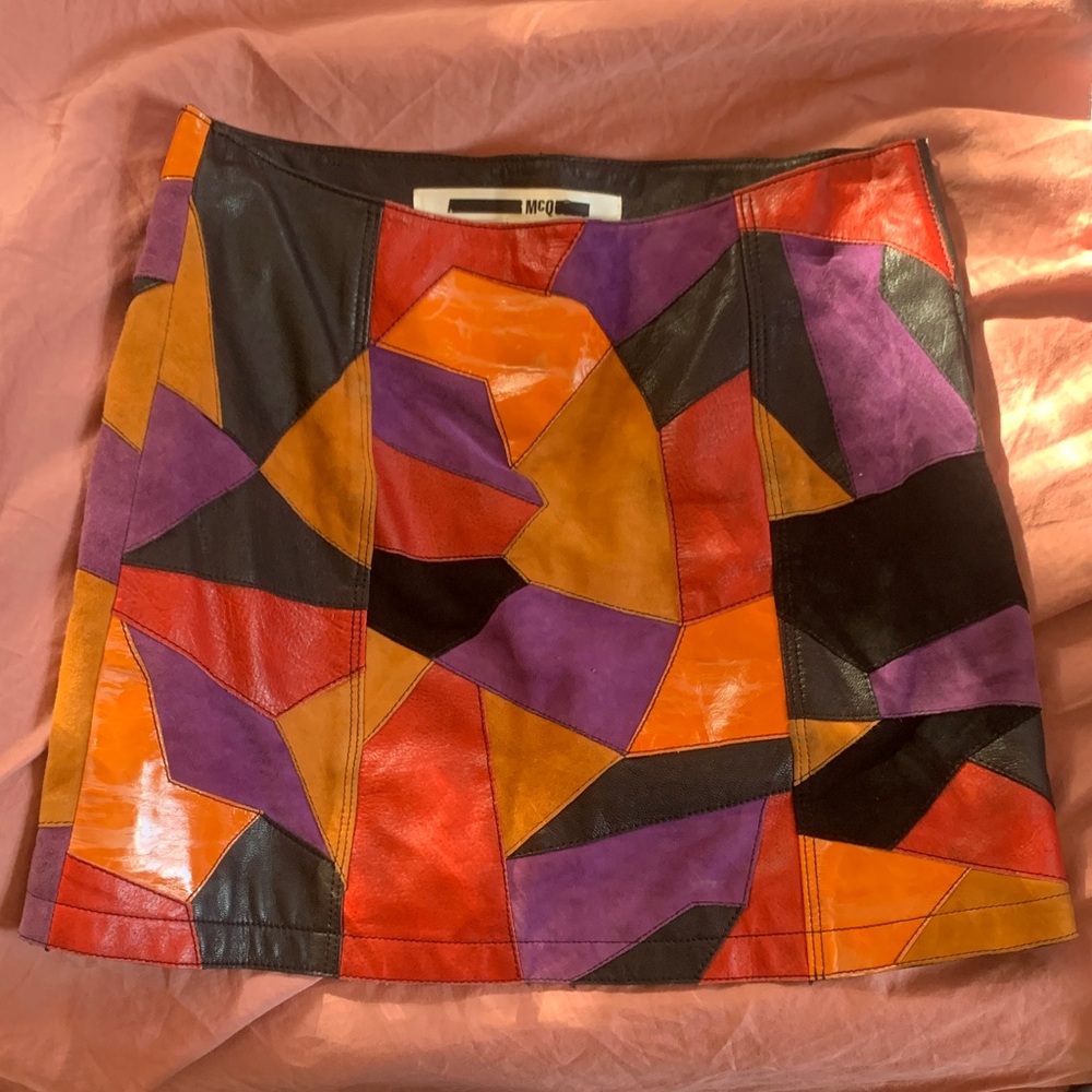 MCQUEEN MCM Multicolor Leather Mini Skirt